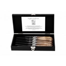 Laguiole Style de Vie Sada steakových nožů Luxury - rukojeť z olivového dřeva, 6 ks