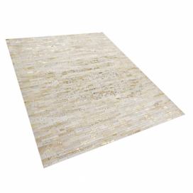 Kožený patchworkový koberec 160 x 230 cm zlato-béžový TOKUL