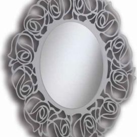 Oválné zrcadlo, rám v odstínu perleťové holubí šedi Mdum