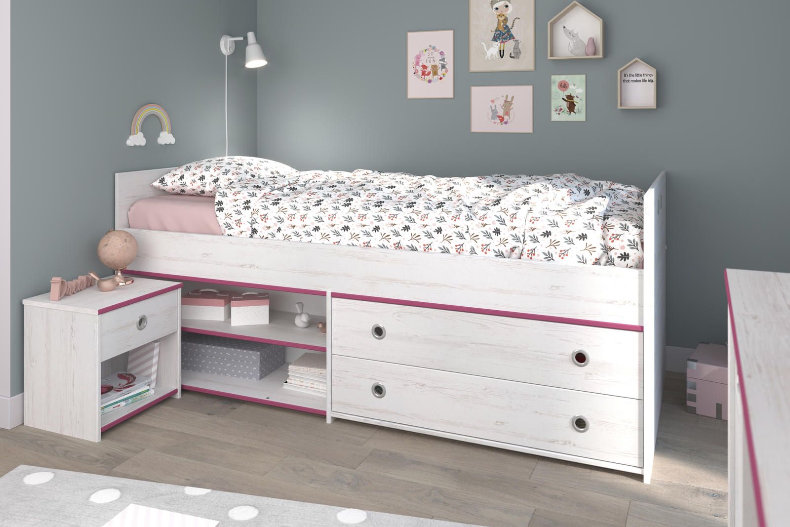 Aldo Dětská postel s prostorem Smoozy pink - Nábytek ALDO
