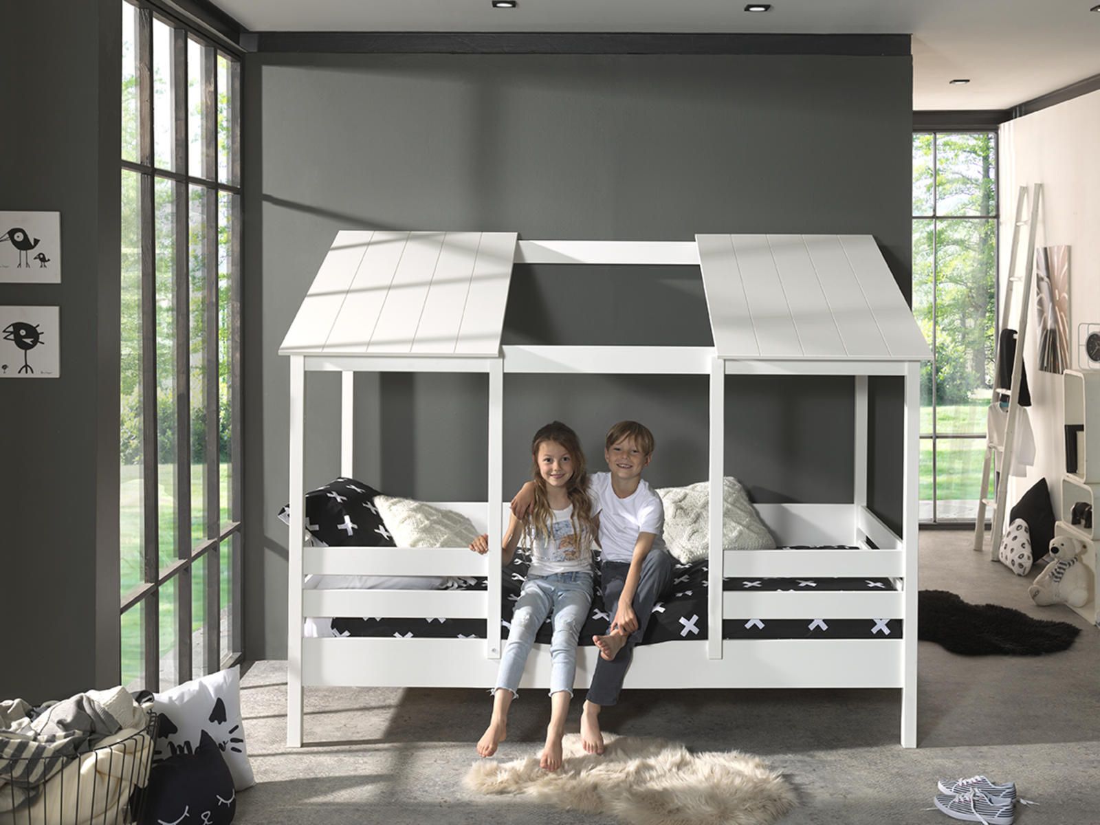 Aldo Dětská postel ve tvaru domečku House II - white - Nábytek ALDO