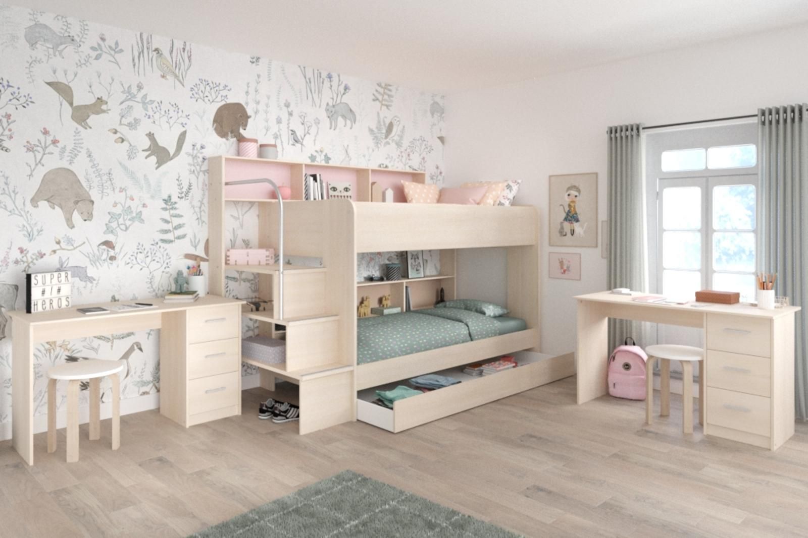 Aldo Dětský pokoj s patrovou postelí a psacími stoly Bibop - Patrová postel bez šuplíku Bibop - Nábytek ALDO
