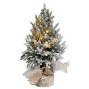 Zasněžený vánoční stromek v jutě se světýlky - Ø 17*45cm - Favi.cz