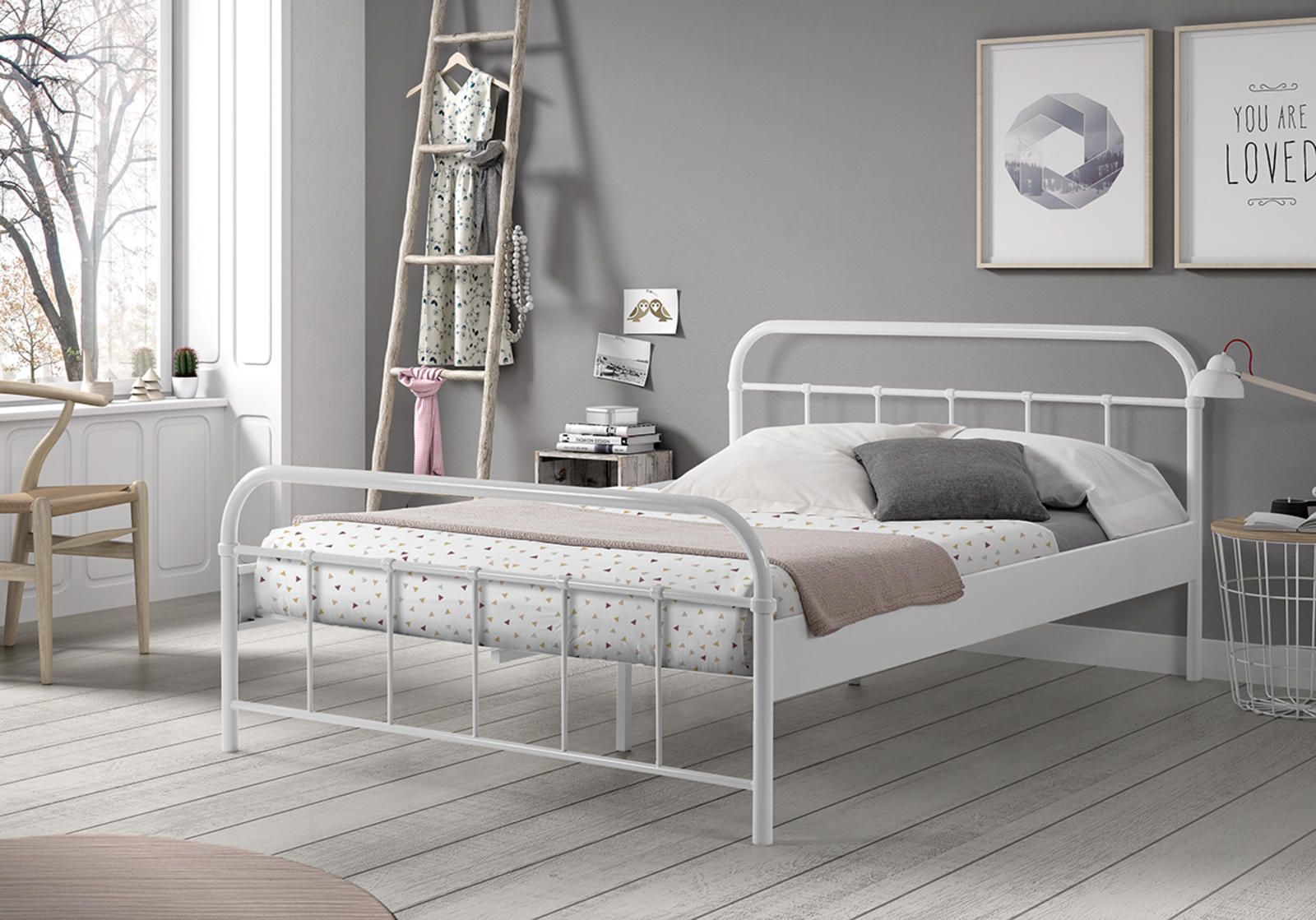 Aldo Kovová postel Boston bílá 140x200 cm - Nábytek ALDO