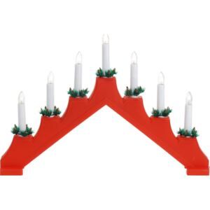 Vánoční svícen Candle Bridge červená, 7 LED - Favi.cz