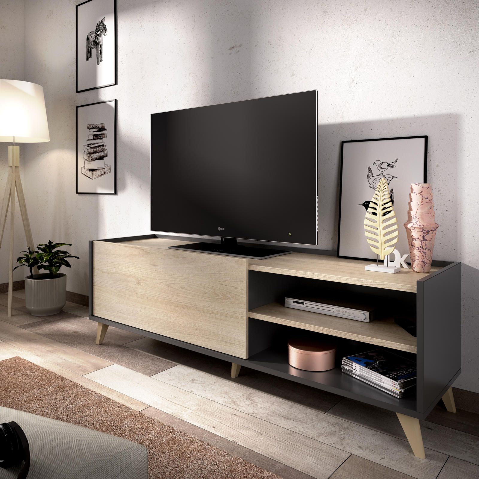 Aldo Designový televizní stolek Ness graphite - Nábytek ALDO