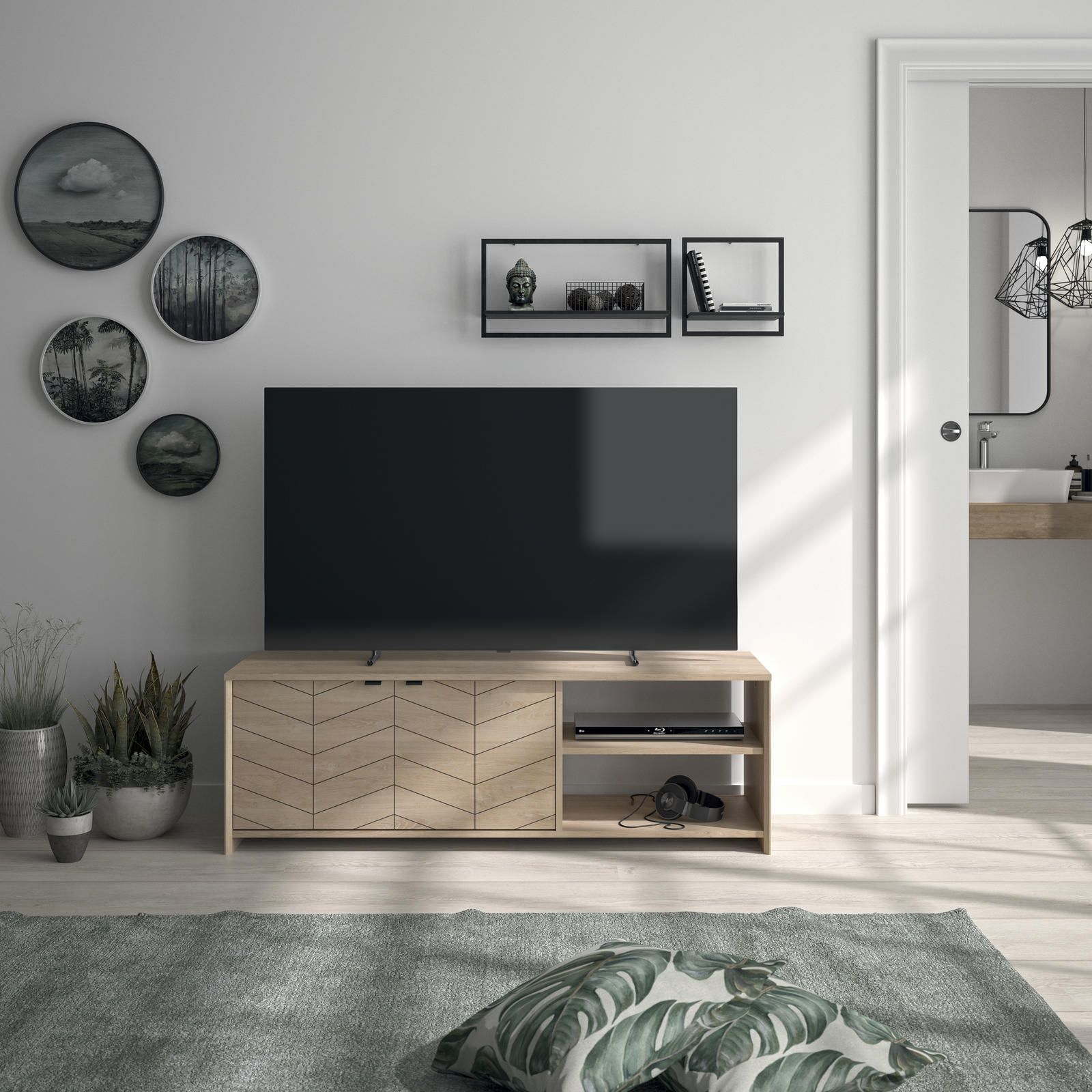 Aldo Televizní stolek ve skandinávském designu se vzorem, Country - Nábytek ALDO