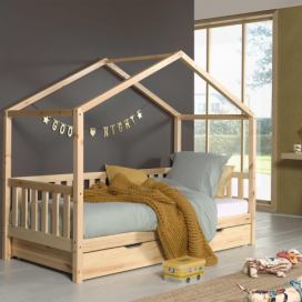 Nábytek Aldo: Aldo Dětská postel ve tvaru domečku s šuplíkem Dallas natural