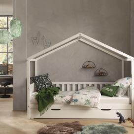 Aldo Dětská postel ve tvaru domečku s šuplíkem Dallas white