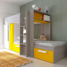 Aldo Patrová postel s šatní skříní Bo1 - oak molina, yellow