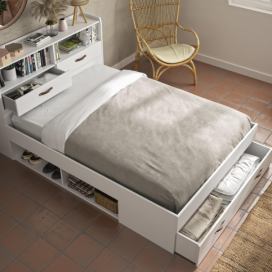 Aldo Designová postel s úložným prostorem, nádstavcem Sabia