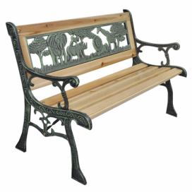 Dětská zahradní lavička NADAZA dřevo / kov Tempo Kondela