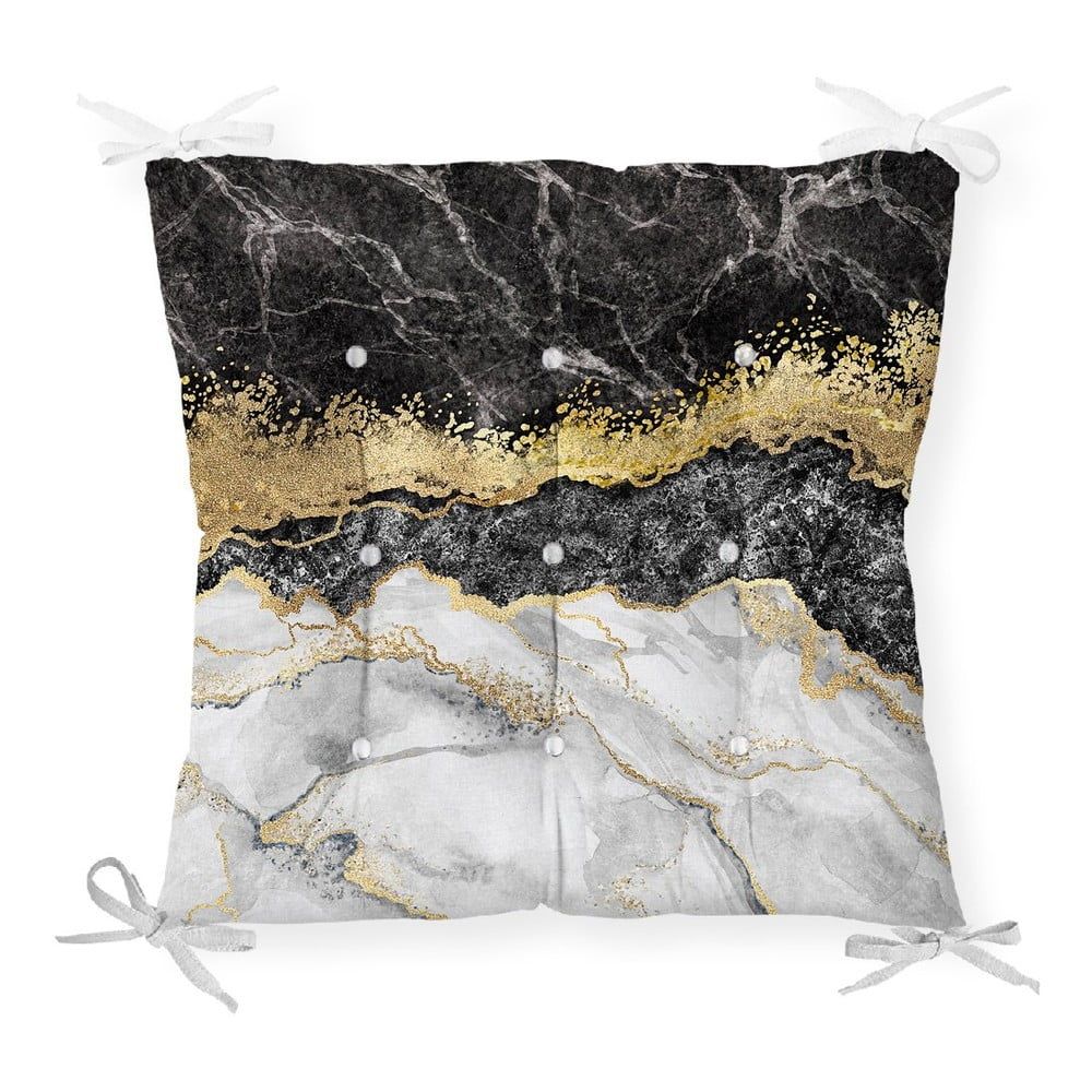 Podsedák na židli Minimalist Cushion Covers Black Gold Marble, 40 x 40 cm - Bonami.cz