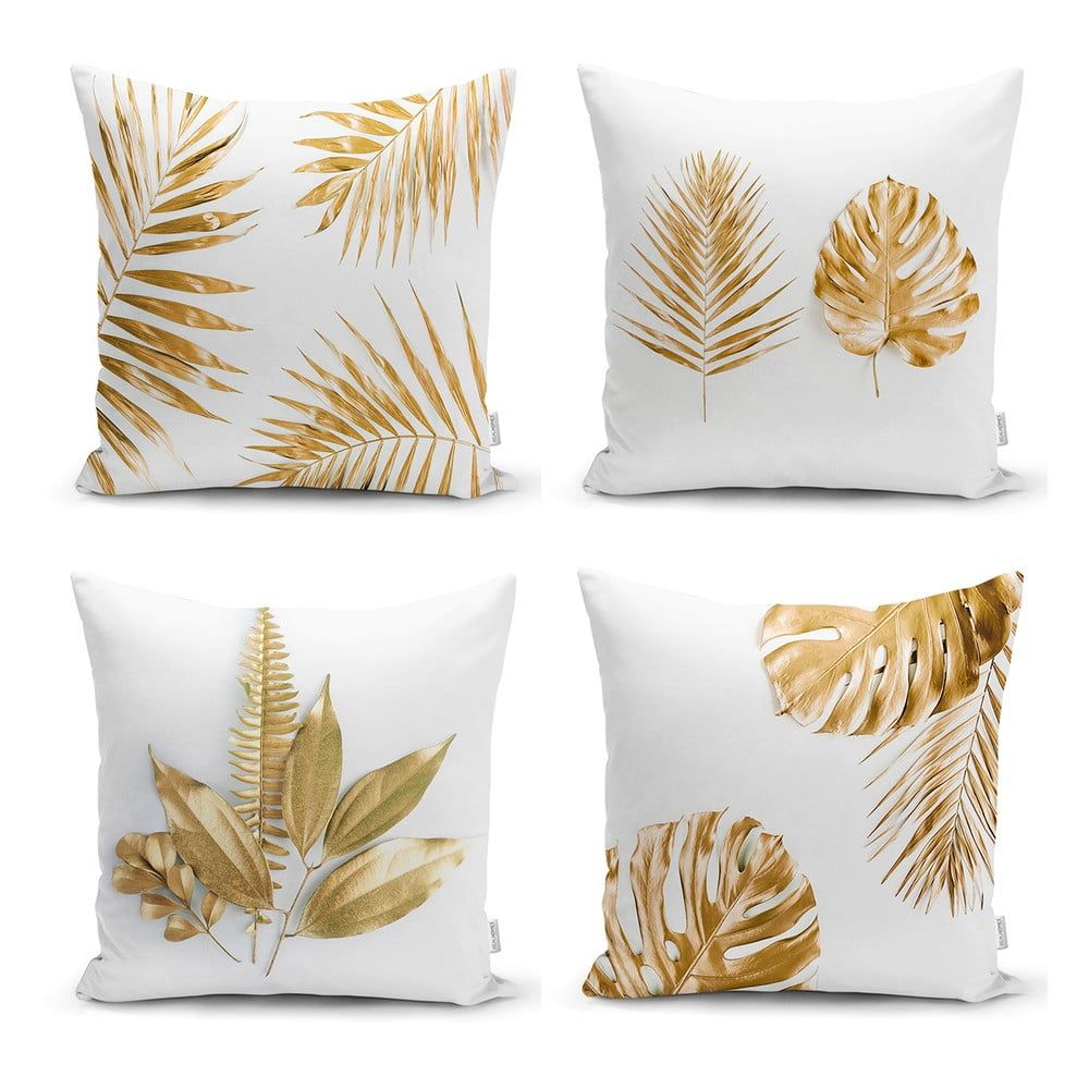 Sada 4 povlaků na polštáře Minimalist Cushion Covers Gold Leaves Modern, 45 x 45 cm - Bonami.cz