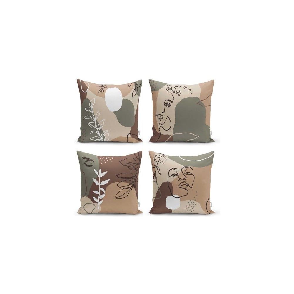 Sada 4 povlaků na polštáře Minimalist Cushion Covers Drawing Face, 43 x 43 cm - Bonami.cz