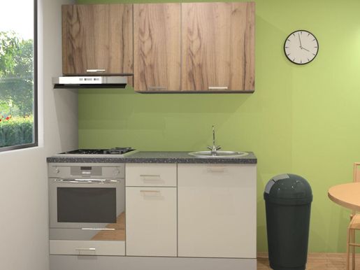 Kuchyňská linka Naturel Gia 160 cm bílá-dub mat, včetně spotřebičů BEKO KUCHSETG12 - Siko - koupelny - kuchyně