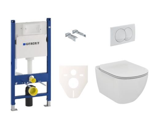 Závěsný set WC rimless TESI Ideal Standard + modul Geberit Duofix s tlačítkem Delta 20 bílé SIKOGES5E0 - Siko - koupelny - kuchyně