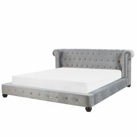 Sametová postel 180 x 200 cm šedá CAVAILLON