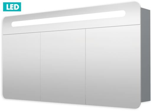 Zrcadlová skříňka s osvětlením Naturel Iluxit 120x65 cm MDF šedostříbrná GALPIR120LED - Siko - koupelny - kuchyně