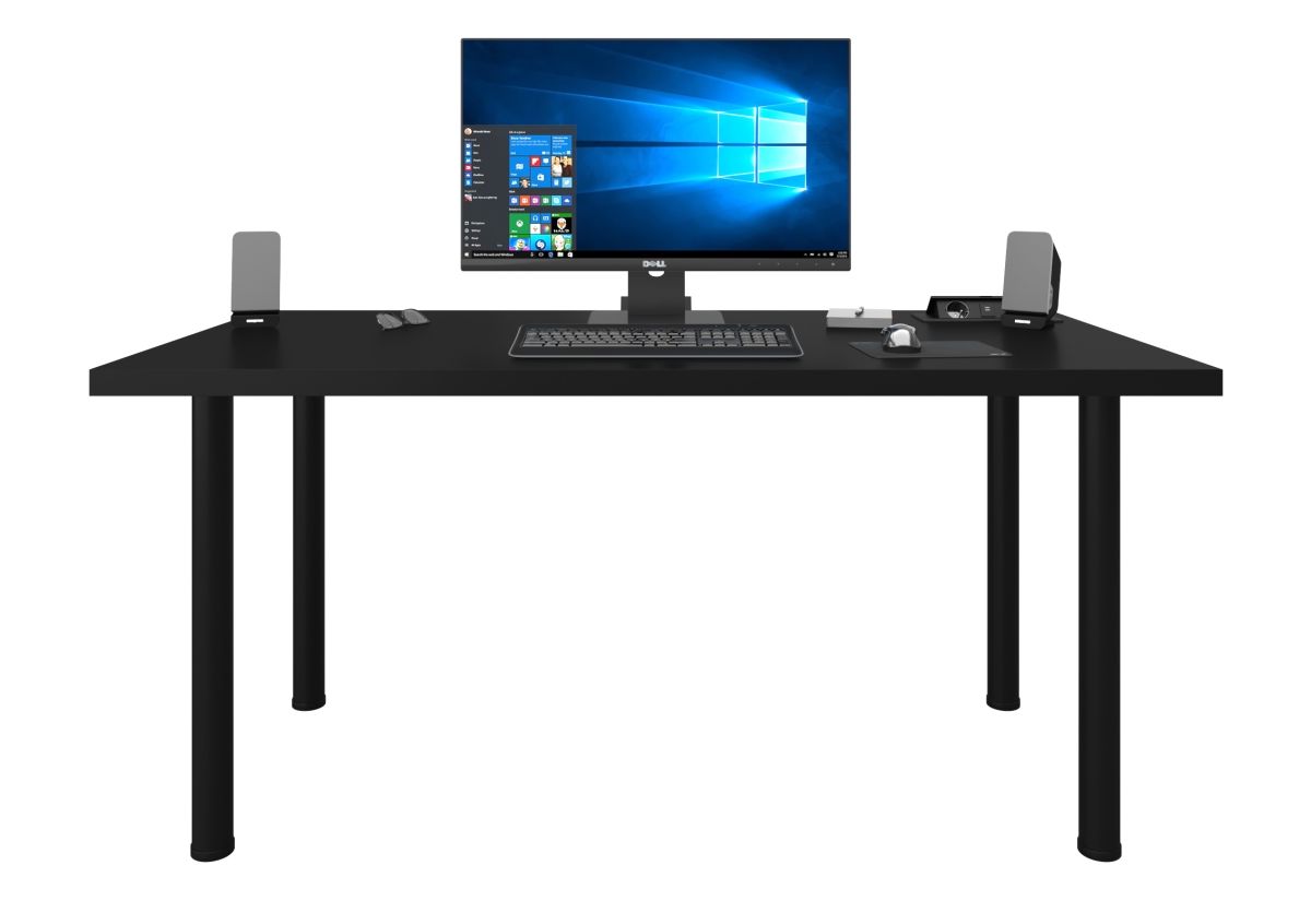 Počítačový herní stůl CODE BIG, 160x73-76x80, černá/černé nohy + USB HUB - Expedo s.r.o.