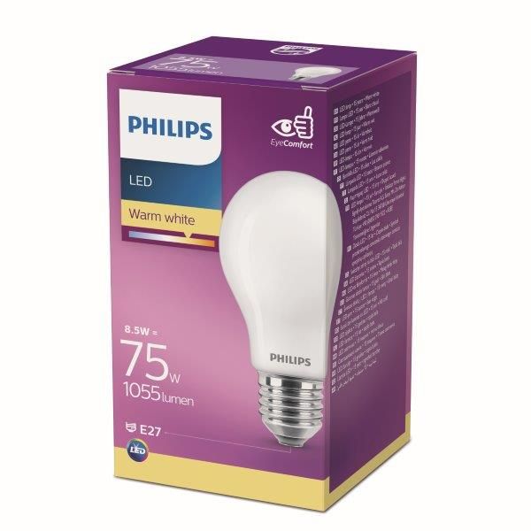 Philips 8718696705551 LED classic žárovka 8,5W/75W 1055lm E27 WW A60 FR 2700K - Svítidla FEIM