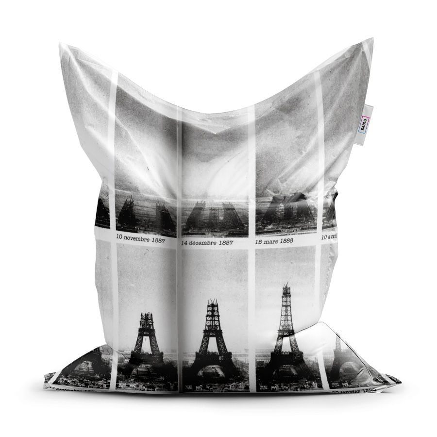 Sedací vak SABLIO - Eiffelova věž stavba 150x100 cm - E-shop Sablo s.r.o.