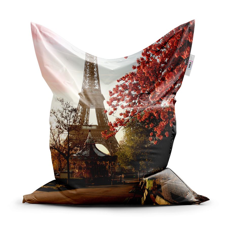 Sedací vak SABLIO - Eiffelova věž a červený strom 150x100 cm - E-shop Sablo s.r.o.