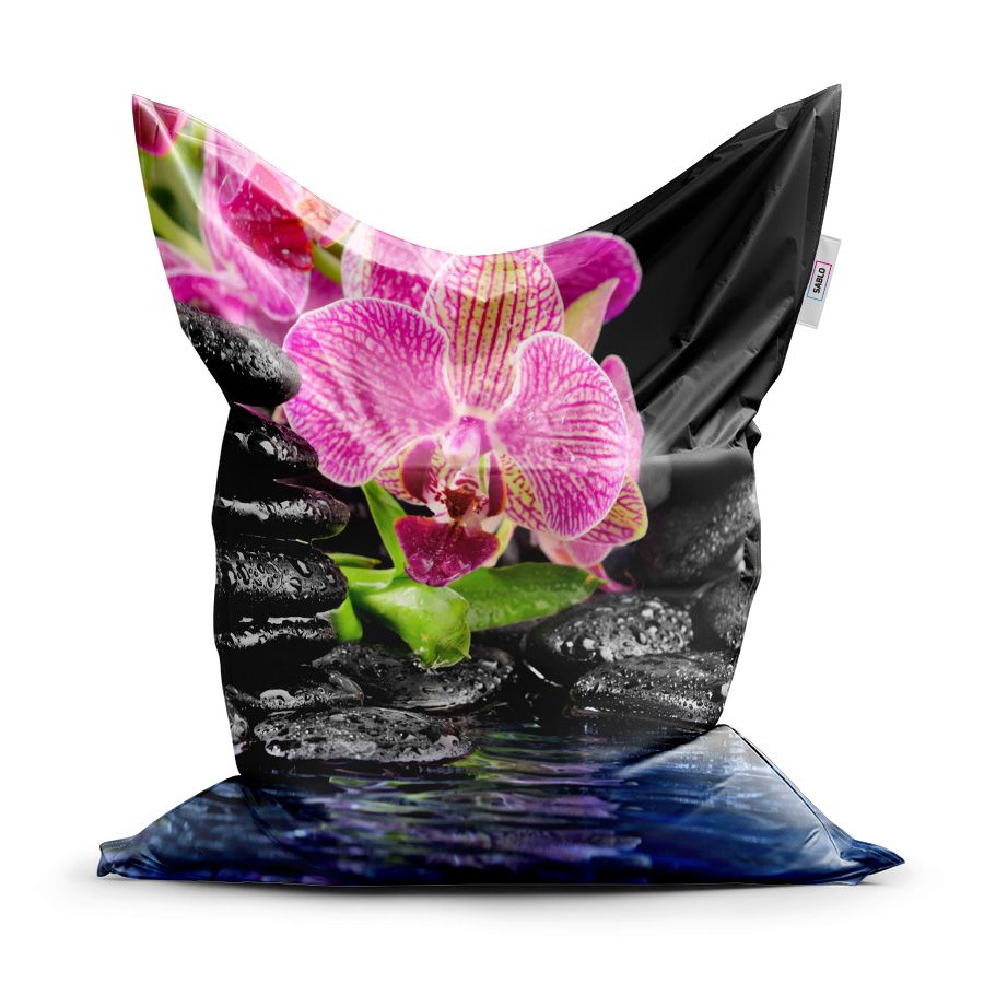 Sedací vak SABLIO - Orchidej na kamenech 150x100 cm - E-shop Sablo s.r.o.