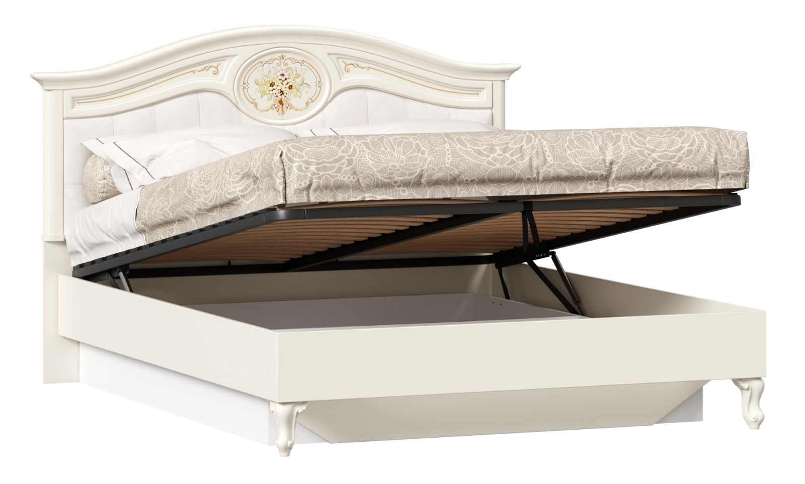 Manželská postel s úložným prostorem Valentina 160x200cm - alabastr - Nábytek Harmonia s.r.o.