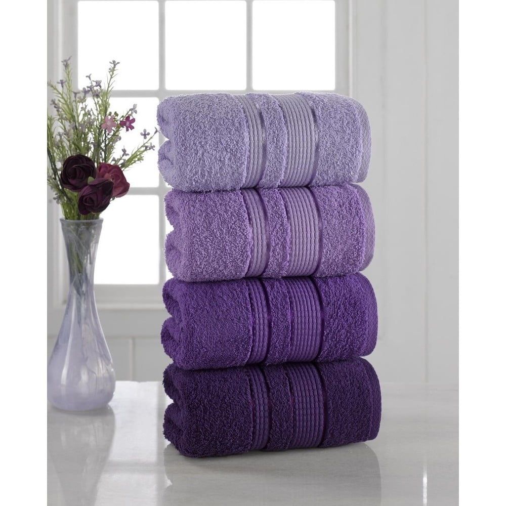 Sada 4 ručníků Pure Cotton Purple, 50 x 85 cm - Bonami.cz