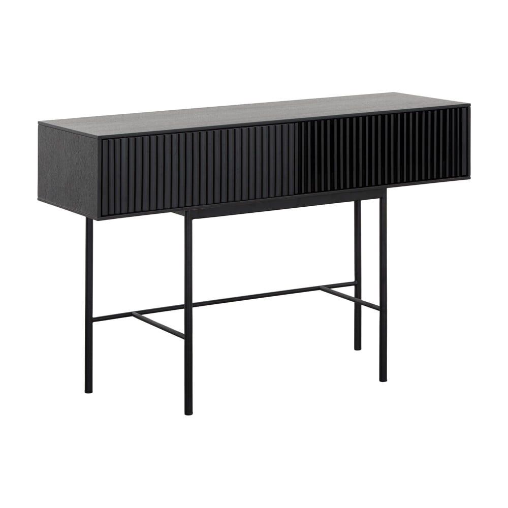 Černý konzolový stolek z dubového dřeva a kovovými nohami Canett Oxford, délka 120 cm - Bonami.cz