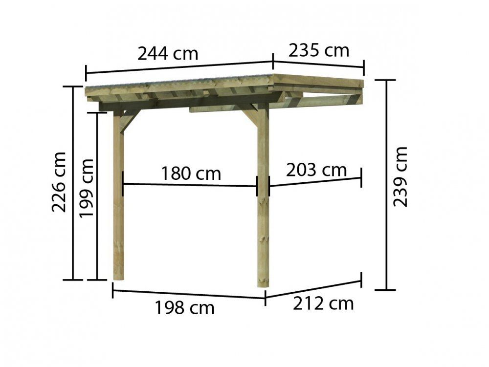 Dřevěná pergola ECO A 244 cm Dekorhome 235 cm - DEKORHOME.CZ