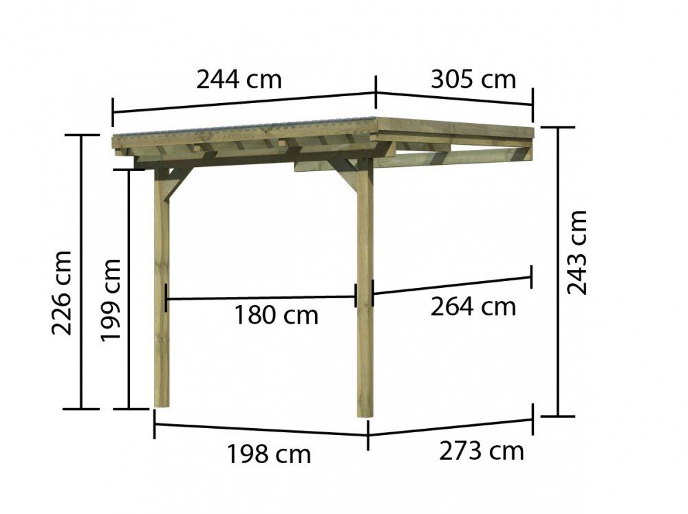 Dřevěná pergola ECO A 244 cm Dekorhome 303 cm - DEKORHOME.CZ