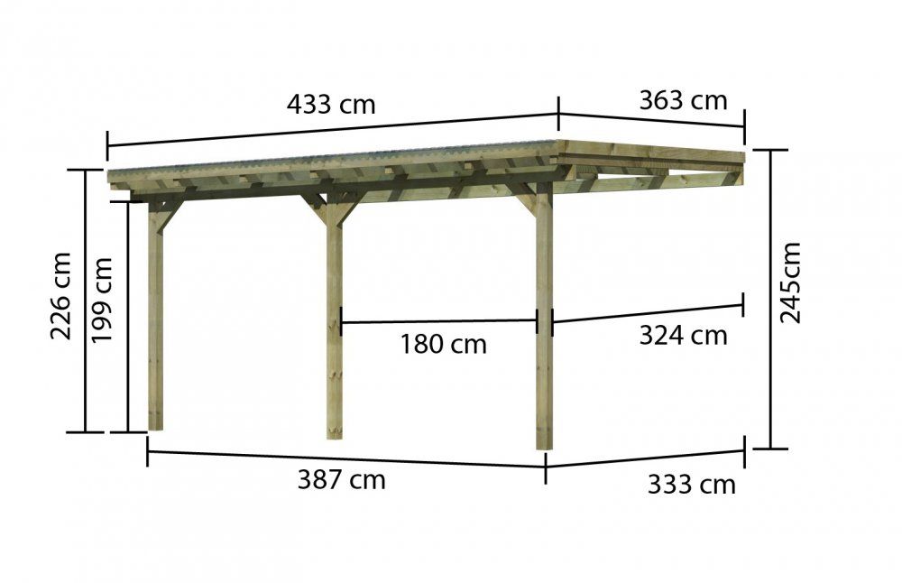 Dřevěná pergola ECO B 433 cm Dekorhome 363 cm - DEKORHOME.CZ