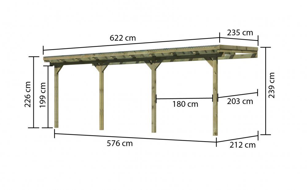 Dřevěná pergola ECO C 622 cm Dekorhome 235 cm - DEKORHOME.CZ