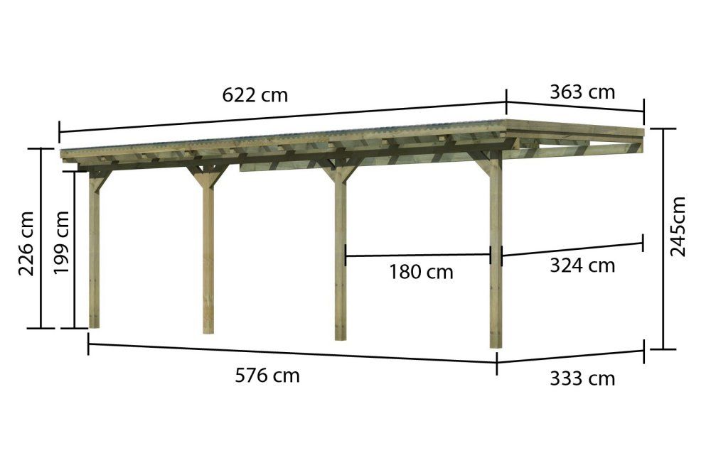 Dřevěná pergola ECO C 622 cm Dekorhome 363 cm - DEKORHOME.CZ