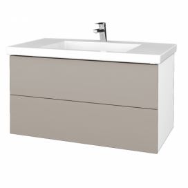 Dřevojas Koupelnová skříňka VARIANTE SZZ2 100 pro umyvadlo Metric - N01 Bílá lesk / N07 Stone