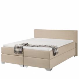 Béžová čalouněná kontinentální postel 160x200 PRESIDENT
