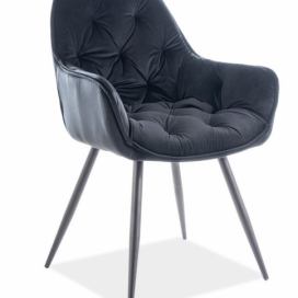Casarredo Jídelní čalouněná židle CHERRY velvet černá/černá