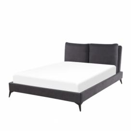 Sametová postel 140 x 200 cm tmavě šedá MELLE