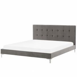 Sametová postel 180 x 200 cm šedá AMBERT