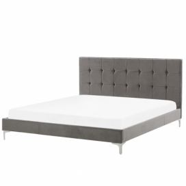 Sametová postel 160 x 200 cm šedá AMBERT