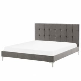 Sametová postel 140 x 200 cm šedá AMBERT