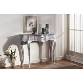 Luxusní konzolový, odkládací stolek s aplikací stříbrné fólie Mdum
