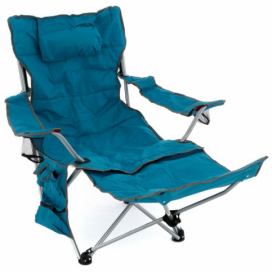 Divero Kempingová židle s odnímatelnou podnožkou, modrá
