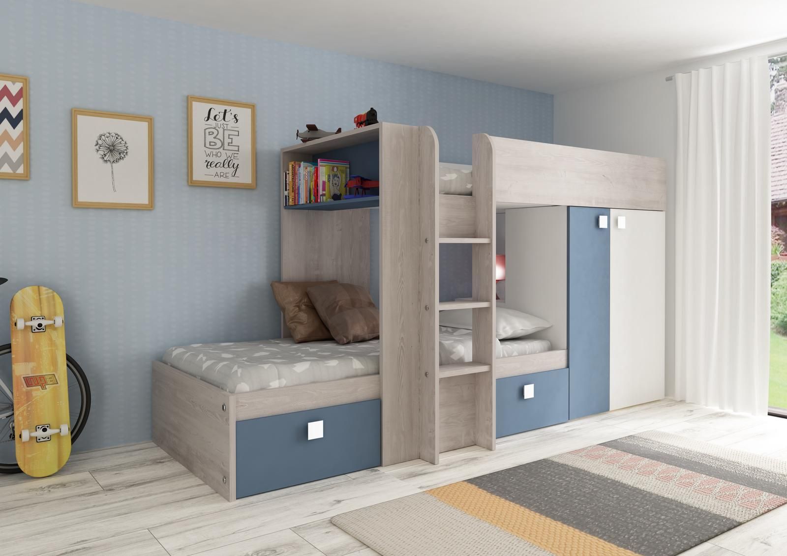 Aldo Patrová postel s prostorem pro dva modrá Bo1 - cascina - Nábytek ALDO