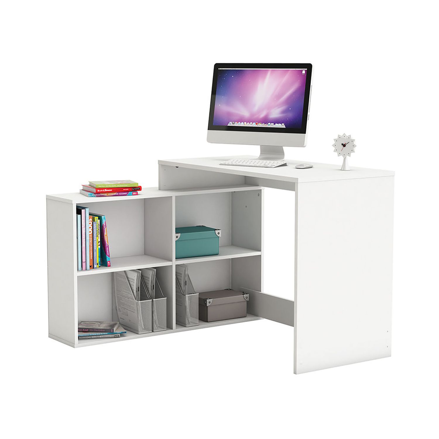 Rohový psací stůl CORNER bílý - IDEA nábytek