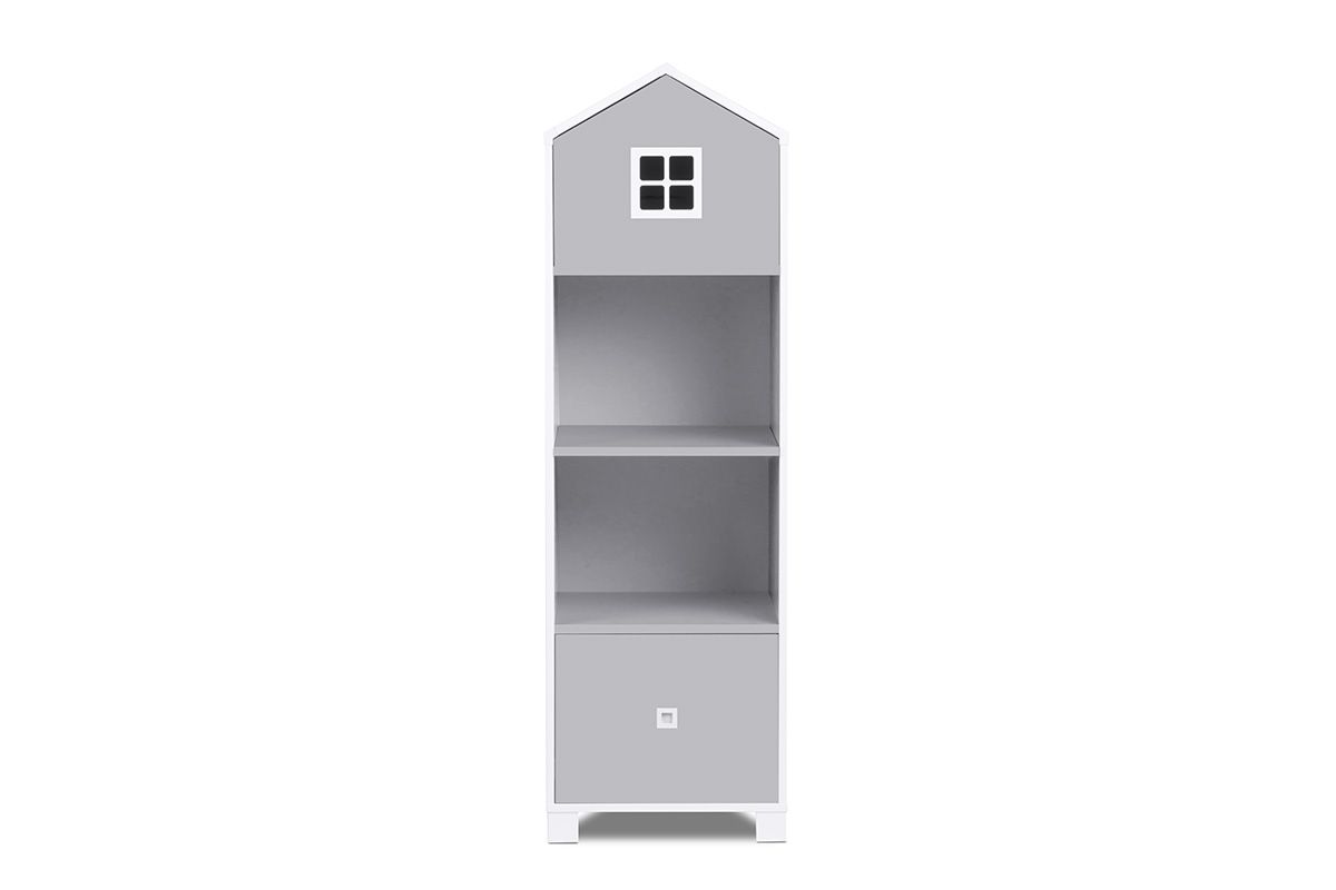 Vingo Dětská knihovna domeček - šedá, 152 cm - Vingo