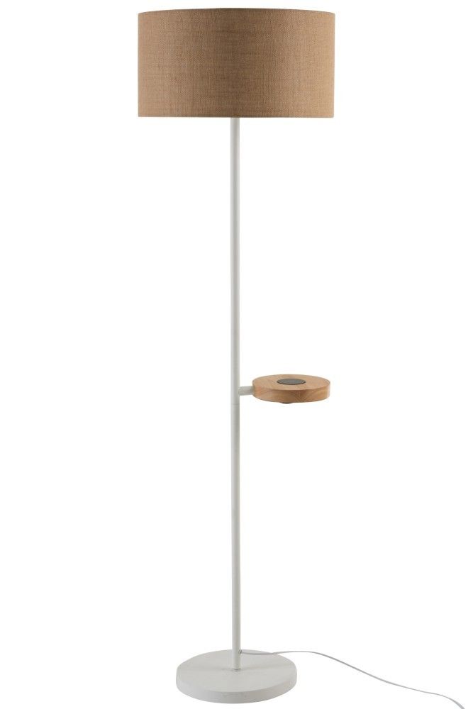 Bílá kovová stojací lampa s nabíjením na telefon Metvit-  Ø 45*166cm / E27 J-Line by Jolipa - LaHome - vintage dekorace