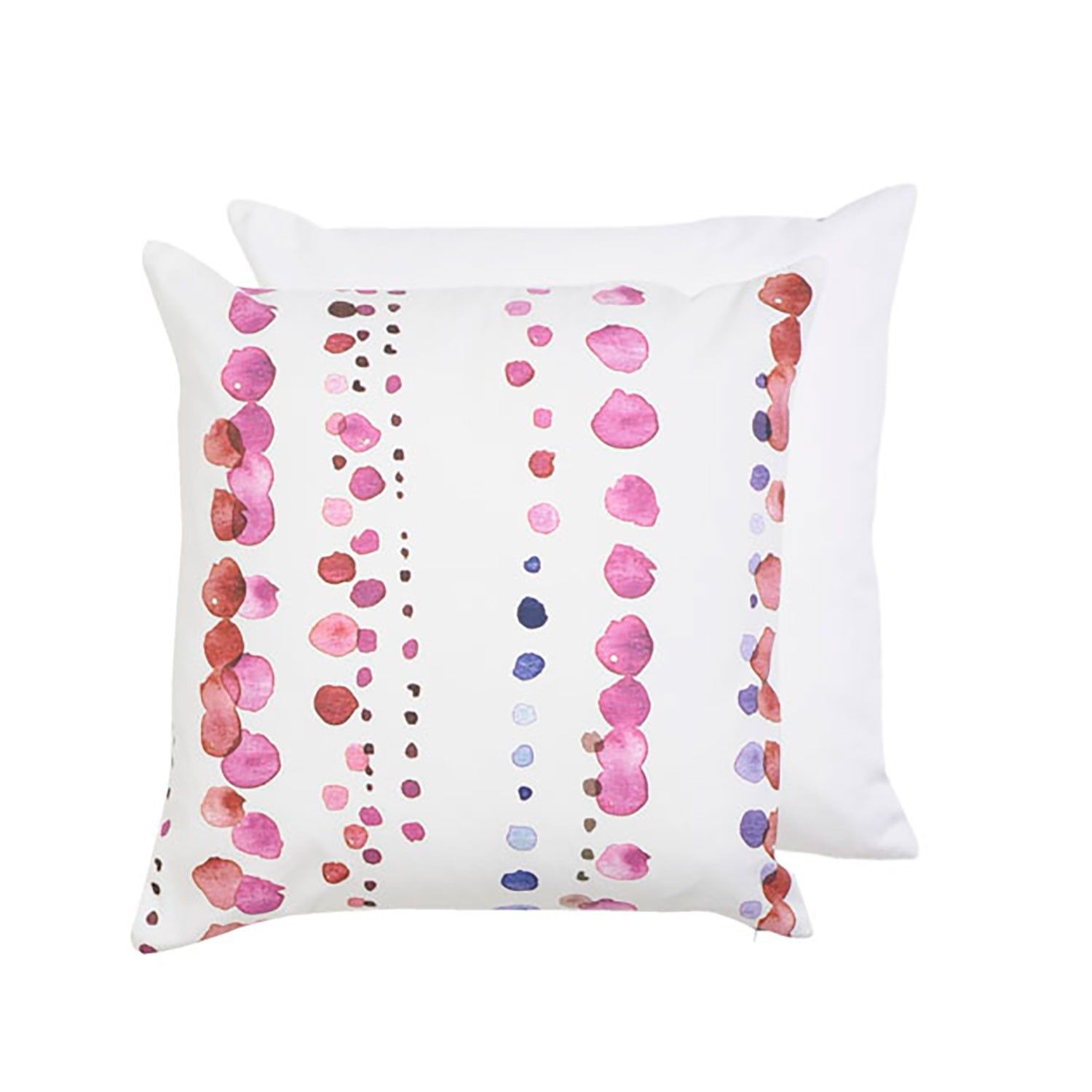 Bílý bavlněný povlak na polštář s růžovými kaňkami Watercolours - 40*40 cm Clayre & Eef - LaHome - vintage dekorace